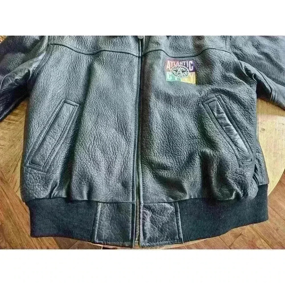 Vintage All Star Cafe " Atlantic City" Genuine Leather Bomber Jacket Men's Large - Picture 6 of 16